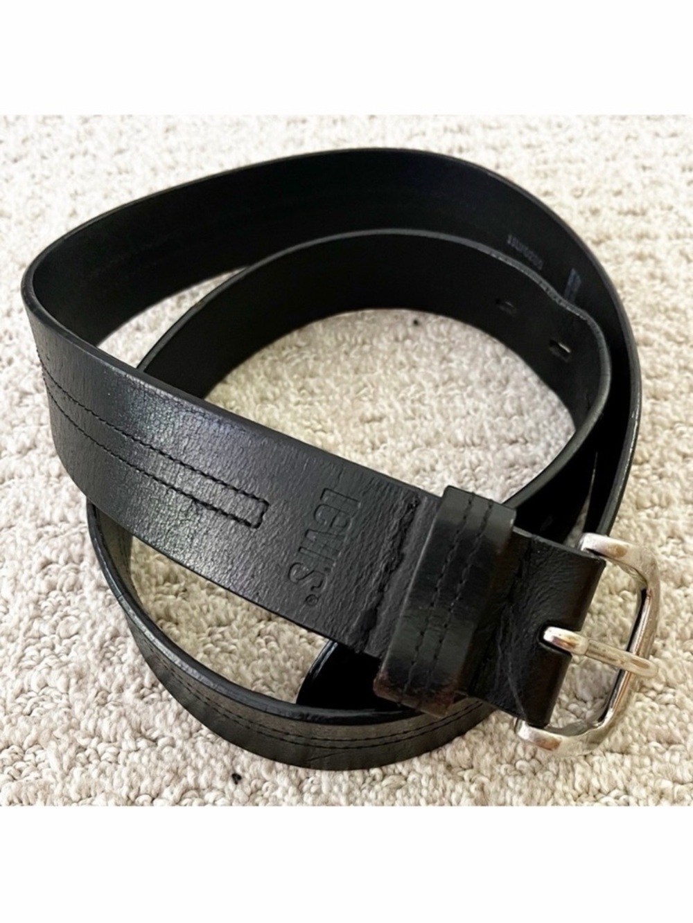 Levis Mens Black Leather Belt Sz 38 Classic 1.5" Dress Formal Business Casual